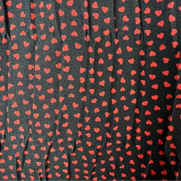 Alexis Luksa One Shoulder Heart Print Pleated Black Mini Dress Size Large - Picture 4 of 10